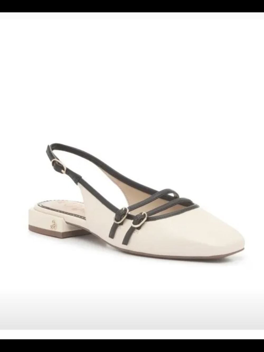 Sam Edelman Ivory Slingback Flats with Black Trim- Size 9